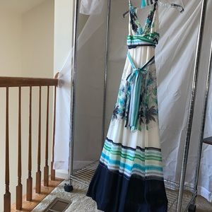 BCBGMaxAzria florals silk long dress